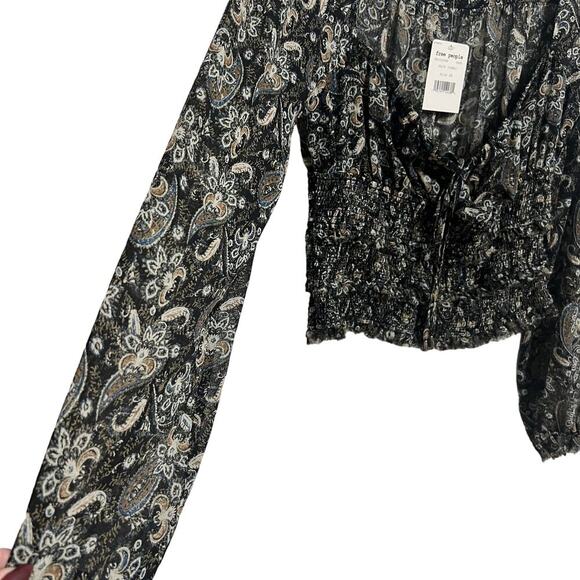 Free People NWT Lolita Peasant Blouse Top Floral Dark Combo Size XS - Picture 6 of 11